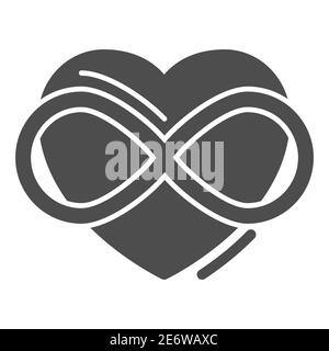 Infinity-Zeichen in Herzform solide Ikone, freie Liebe Konzept, Liebe Ewigkeit Zeichen auf weißem Hintergrund, verflochten Herz mit Infinity-Zeichen in Glyphe Stock Vektor