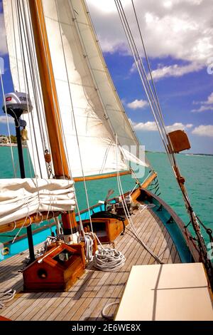 Yacht Schooner Hindu in Key West, Florida, FL USA. Südlichster Punkt in den kontinentalen USA. Insel Urlaubsziel für entspannten Tourismus. Stockfoto