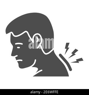 Nackenschmerzen solide Symbol, Körperschmerzen Konzept, Mann leiden an Nackenschmerzen Zeichen auf weißem Hintergrund, Mann mit Schmerzen in seinem Hals-Symbol in Glyph-Stil für Stock Vektor