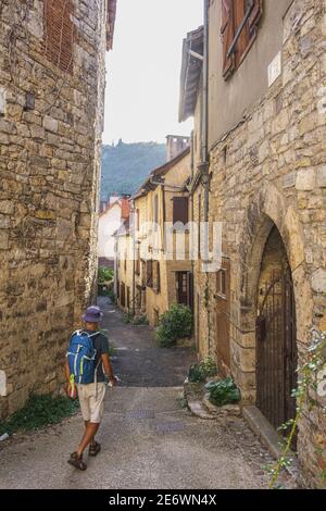 Frankreich, Lot, Cajarc auf der Via Podiensis, einer der Pilgerwege nach Santiago de Compostela oder GR 65 (UNESCO Weltkulturerbe) Stockfoto