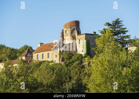 Frankreich, Lot, Cajarc, Gaillac Weiler an der Via Podiensis, einer der Pilgerwege nach Santiago de Compostela oder GR 65, Gaillac Feudalburg Stockfoto