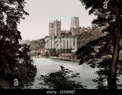 Jahrgang 19. Jahrhundert / 1900 Foto: Durham Castle. Stockfoto
