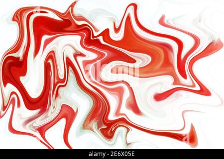 Abstrakter Hintergrund. Acryl-Stil, bunt in rot und weiß Stockfoto