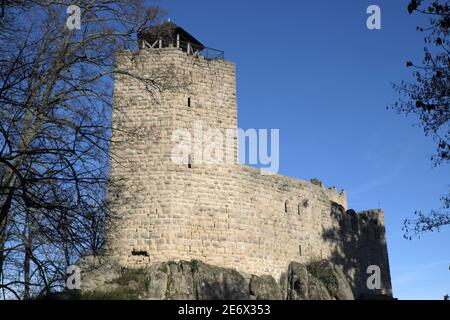 Frankreich, Bas Rhin, Dambach la Ville, Bernstein Schloss aus dem 12. Jahrhundert, Kerker, Palast Stockfoto