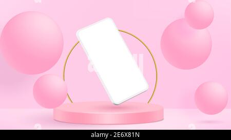 Moderne rahmenlose Smartphone leerer Bildschirm Vorlage. Abstrakte Trendy modische mockup. 3D-Rendering Stock Vektor