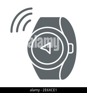 Uhr Kompass solide Symbol, Richtungen und Navigationskonzept, Smart Watch Zeichen auf weißem Hintergrund, Kompass Symbol in Glyph-Stil für mobile Konzept und Stock Vektor