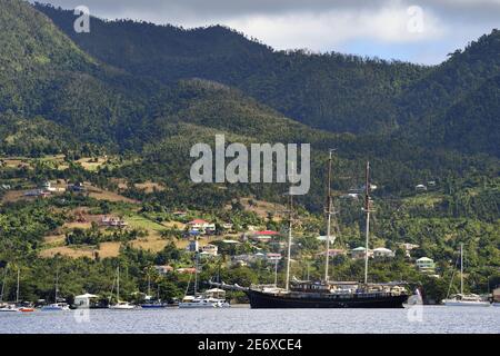 Karibik, Dominica Island, die ehemalige Hauptstadt Portsmouth in Prince Rupert Bay Stockfoto