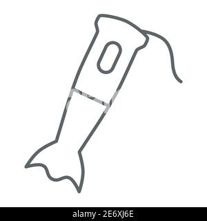 Symbol für dünne Linien des Mixers, Küchengeräte-Konzept, Symbol für Stabmixer auf weißem Hintergrund, Symbol für Standmixer in Umriss für Mobilgeräte Stock Vektor