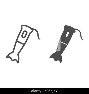 Standmixer Linie und solide Symbol, Küchengeräte Konzept, Stabmixer Zeichen auf weißem Hintergrund, tauchbare Standmixer Symbol in Umriss Stil für mobile Stock Vektor