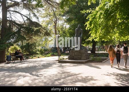 Russland, Krim, Feodosia 18. September 2020-Denkmal für den russischen Dichter Alexander Puschkin im gleichnamigen Park der Kurstadt Stockfoto