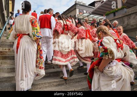 Straßenszene vom Dolac Markt in Zagreb, Kroatien Stockfoto