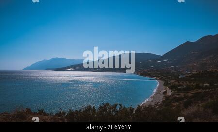 Küstenlandschaft des libyschen Meeres in Keratokampos, Kreta Stockfoto