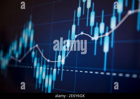 Börsenhandel Investment Candlestick Graph. Finanz- und Wirtschaftskonzept Stockfoto