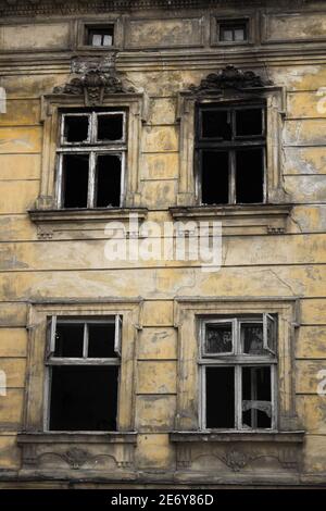 Altes abgebranntes Haus Stockfoto