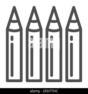 Kinder Bleistifte Linie Symbol, Schule liefert Konzept, vier Stifte Zeichen auf weißem Hintergrund, Satz von vier Bleistift-Symbol in Umriss-Stil für mobile Stock Vektor