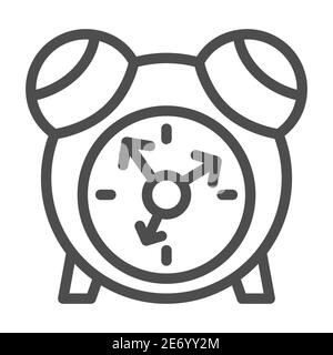 Nette Wecker Linie Symbol, Kinder Spielzeug Konzept, Kinder Uhren Zeichen auf weißem Hintergrund, Kinder Spielzeug Wecker Symbol in Umriss Stil für mobile Stock Vektor