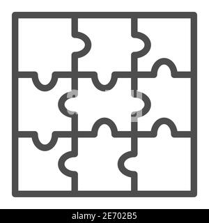 Puzzle-Spiel Linie Symbol, Kinder Spielzeug Konzept, Puzzle Abschnitt Zeichen auf weißem Hintergrund, neun Stück Puzzle-Symbol in Umriss-Stil für mobile Konzept und Web Stock Vektor
