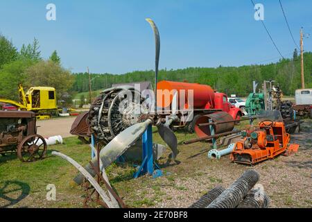 Kanada, British Columbia, Fort Nelson Heritage Museum, Fahrzeuge, Ausrüstung einschließlich Gegenstände, die zum Bau des Alaska Highway verwendet wurden Stockfoto