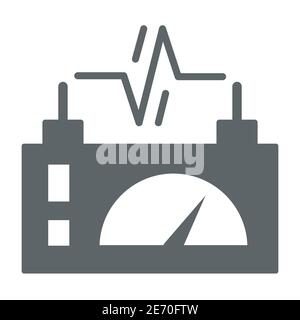 Gerät zur Messung der Ladung solide Symbol, Technologie-Konzept, elektrisches Messgerät Zeichen auf weißem Hintergrund, Akku-Symbol in Glyph-Stil für mobile Stock Vektor