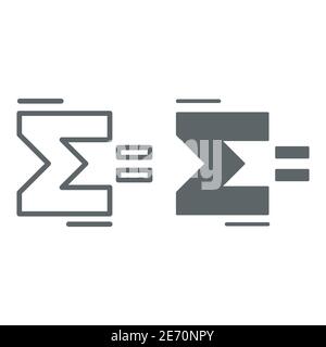 Sigma Zeichen Linie und solide Symbol, Mathematik Konzept, Summation Zeichen auf weißem Hintergrund, Sigma griechischen Buchstaben Symbol in Umriss Stil für mobile Konzept Stock Vektor