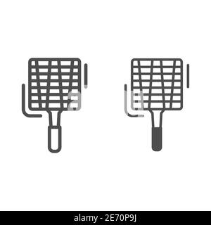 Stahl Grill Gitter Linie und solide Symbol, Grill-Konzept, Grill-Zeichen auf weißem Hintergrund, Hand Netz Grill-Symbol in Outline-Stil für mobile Konzept Stock Vektor