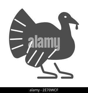 Türkei solide Ikone, Bauernhof Tiere Konzept, Bauernhof Vogel Zeichen auf weißem Hintergrund, Türkei Silhouette Symbol in Glyph-Stil für mobile Konzept und Web-Design Stock Vektor