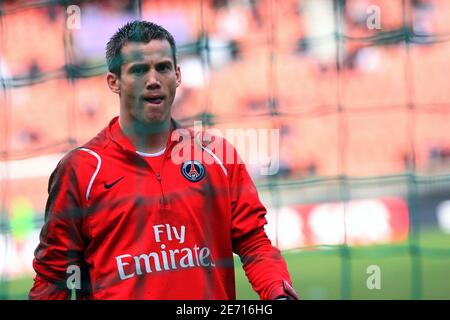 PSG-Torwart Mickael Landreau während des französischen Pokals, Paris-Saint-Germain gegen Gueugnon im Parc des Princes Stadium in Paris, Frankreich am 21. Januar 2007. Paris Saint-Germain gewann 1:0. Foto von Mehdi Taamallah/Cameleon/ABACAPRESS.COM Stockfoto