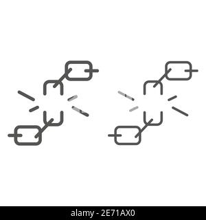 Breaking Chain Symbol Linie und solide Symbol, Black Lives Materie Konzept, Anti-Rassismus und afrikanischen Befreiungstag Zeichen auf weißem Hintergrund, gebrochene Ketten Stock Vektor