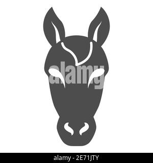 Horse Head Solid Icon, Farm Animals Konzept, Hengst Symbol auf weißem Hintergrund, Horse Head Silhouette Icon im Glyph Stil für mobile Konzept und Web Stock Vektor