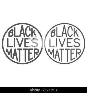 Black Lives Matter Poster in runder Rahmenlinie und solide Ikone, BLM Konzept, BLM Poster Zeichen auf weißem Hintergrund, Protest Banner über Menschenrecht Stock Vektor