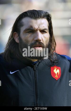 Frankreichs Sebastien Chabal beim RBS 6 Nations Spiel, Italien gegen Frankreich in Rom, Italien am 3. Februar 2007. Frankreich gewann 39:3. Foto von Christian Liewig/ABACAPRESS.COM Stockfoto