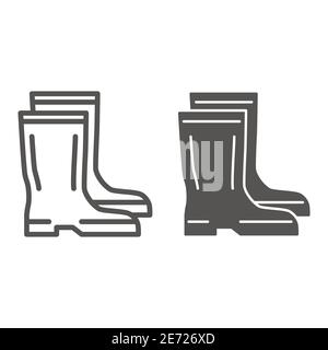 Gummistiefel Linie und solide Symbol, Garten-und Gartenkonzept, Wasserdichte Schuhe Zeichen auf weißem Hintergrund, Gummistiefel Symbol in Outline-Stil für mobile Stock Vektor