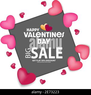 Valentinstag Verkauf Hintergrund mit Ballons Herz. Vektorgrafik. Stock Vektor