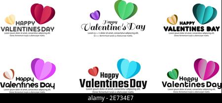 Happy Valentines Tag Typografie Set. Vektortext-Design. Verwendbar für Banner, Grußkarten etc. Stock Vektor