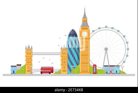 London detaillierte Skyline. Vektorgrafik Stock Vektor