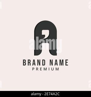 EINFACHER BRIEF EIN ZITAT LOGO VEKTOR-VORLAGE GEEIGNET FÜR NACHRICHT, CHAT, TALK-APP ODER TECHNOLOGIE ALPHABETISIERUNG PRODUKT Stock Vektor