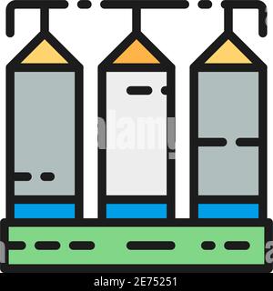 Getreidesilo, Weizenfabrik, landwirtschaftliche Gebäude flache Farblinie Symbol. Stock Vektor