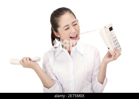 Business Dame am Telefon qualitativ hochwertige Foto Stockfoto