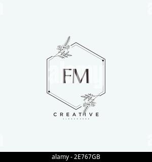 FM Beauty Vektor anfängliche Logo Art, Handschrift Logo der ersten Unterschrift, Hochzeit, Mode, jewerly, Boutique, floral und botanisch mit kreativen temp Stock Vektor