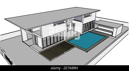 Abstrakte Architekturzeichnung Skizze,Illustration Stockfoto