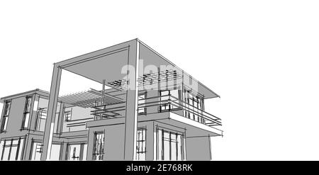 Abstrakte Architekturzeichnung Skizze,Illustration Stockfoto