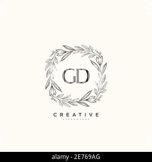 GD Beauty Vektor Initial Logo Art, Handschrift Logo der ersten Unterschrift, Hochzeit, Mode, Schmuck, Boutique, Blumen und botanische mit kreativen temp Stock Vektor