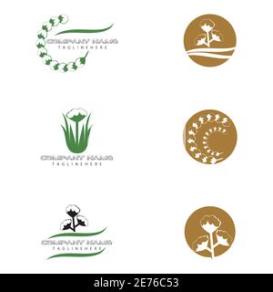Set Cotton Logo Vorlage Vektor Symbol Natur Stock Vektor