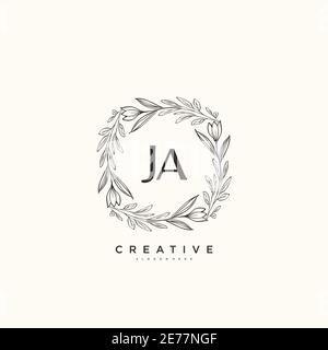JA Beauty Vektor anfängliche Logo-Kunst, Handschrift Logo der ursprünglichen Signatur, Hochzeit, Mode, Schmuck, Boutique, Blumen und botanische mit kreativen temp Stock Vektor