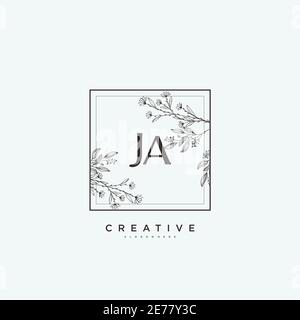 JA Beauty Vektor anfängliche Logo-Kunst, Handschrift Logo der ursprünglichen Signatur, Hochzeit, Mode, Schmuck, Boutique, Blumen und botanische mit kreativen temp Stock Vektor