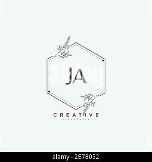 JA Beauty Vektor anfängliche Logo-Kunst, Handschrift Logo der ursprünglichen Signatur, Hochzeit, Mode, Schmuck, Boutique, Blumen und botanische mit kreativen temp Stock Vektor