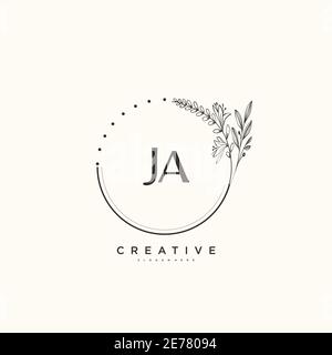 JA Beauty Vektor anfängliche Logo-Kunst, Handschrift Logo der ursprünglichen Signatur, Hochzeit, Mode, Schmuck, Boutique, Blumen und botanische mit kreativen temp Stock Vektor