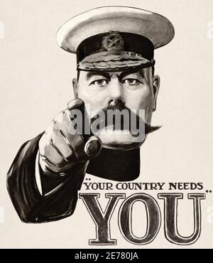 Britons UK Klassiker vintage Kitchener will Sie ikonischen Großen Krieg Poster zur Rekrutierung Stockfoto