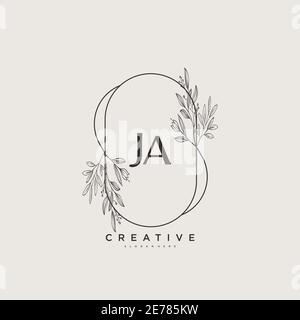 JA Beauty Vektor anfängliche Logo-Kunst, Handschrift Logo der ursprünglichen Signatur, Hochzeit, Mode, Schmuck, Boutique, Blumen und botanische mit kreativen temp Stock Vektor