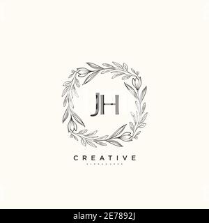 JH Beauty Vektor Initial Logo Art, Handschrift Logo der ursprünglichen Signatur, Hochzeit, Mode, jewerly, Boutique, floral und botanisch mit kreativen temp Stock Vektor